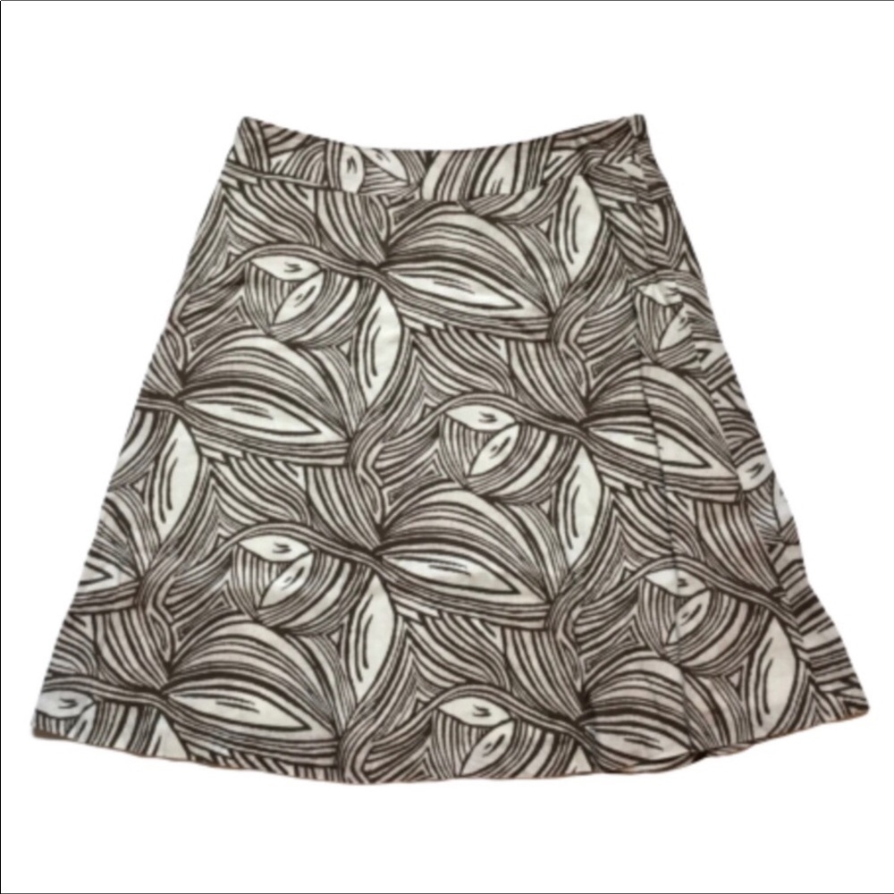 Talbots Brown & Cream A-Line Print Skirt 14